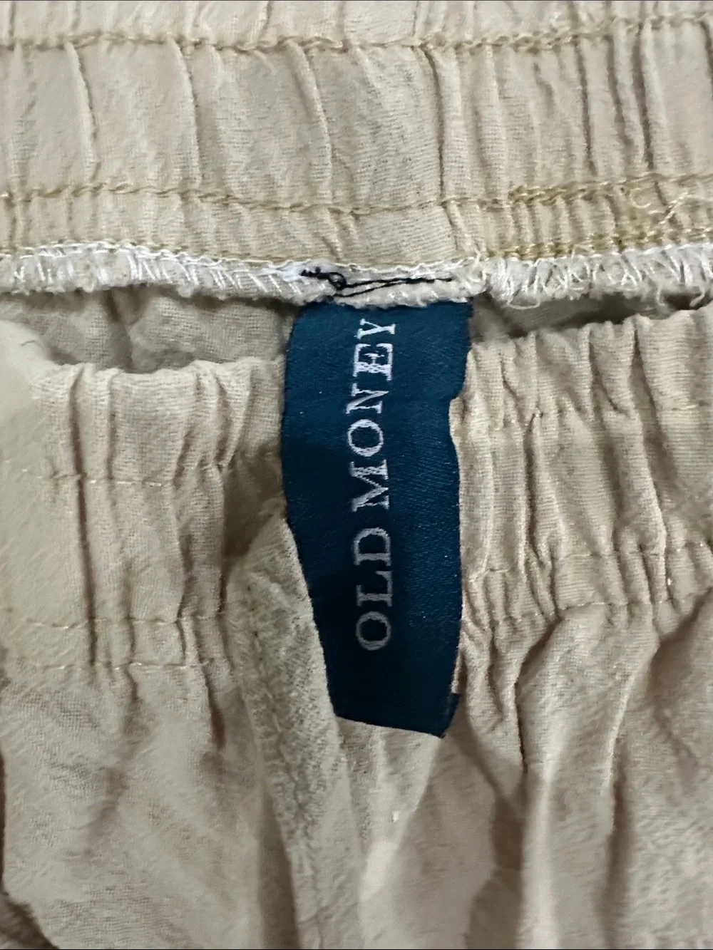 Old Money Men's Beige Drawstring Linen Blend Pants
